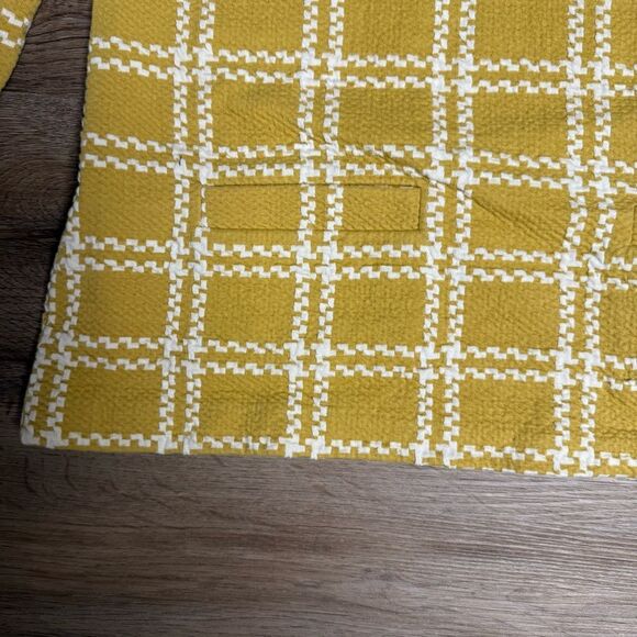 Ann Taylor Mustard Checkered Blouse - Picture 2 of 7